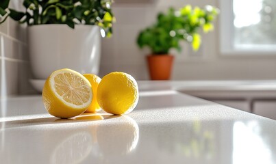 Sunlit Lemons on a Kitchen Counter