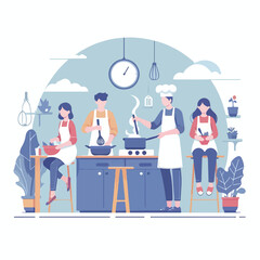 vector image of people cooking