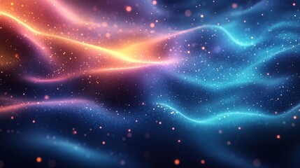Obraz premium Abstract Blue and Orange Glowing Particle Waves