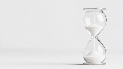 Hourglass on white background; time passing concept