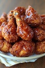 Savory fried chicken feast home kitchen food photography cozy setting close-up comfort food delight