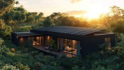 Fototapeta premium Sustainable Modern Home Design: Eco-Friendly Living in Nature's Embrace