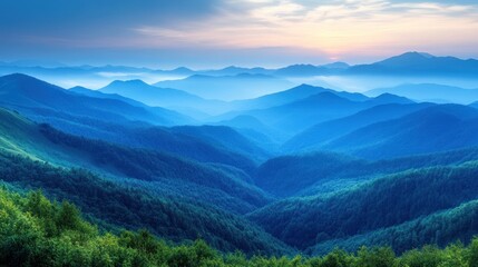 Obraz premium Serene Blue Mountainscape at Sunrise