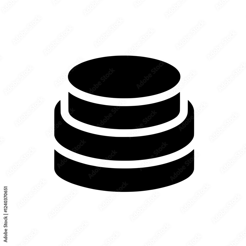 Poster stacked data disks: a simple, bold icon depicting three stacked data disks representing database sto