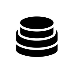 Stacked Data Disks: A simple, bold icon depicting three stacked data disks representing database storage, data management, and digital information.  