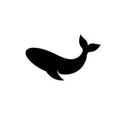 Whale Silhouette: A minimalist silhouette of a whale, showcasing its graceful form and iconic tail fin, ideal for creating a sense of ocean serenity and wonder in any design project. 