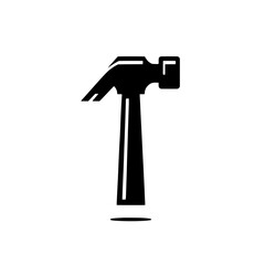 Hammer Icon:  A simple yet powerful black and white icon depicting a hammer, symbolizing construction, DIY, hard work, and strength.