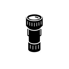 Flashlight Icon: A simple yet detailed icon of a flashlight, perfect for representing light, safety, or exploration in minimalist designs. 