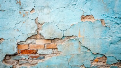Fototapeta premium Textured Wall with Peeling Paint and Exposed Brickwork A Rustic Architectural Background