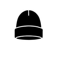 Black Beanie Silhouette: A minimalist silhouette of a black beanie, a classic winter essential, ready for any design project needing a sleek and modern touch. 