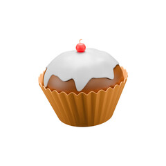 3D render of sweet chocolate cupcake