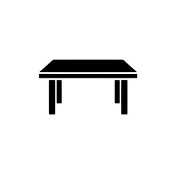Simple Table Icon: A minimalist black silhouette of a simple table, isolated against a transparent background. Perfect for web design, app development, or as an illustrative element in any project.