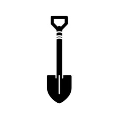 Small Garden Shovel Icon: A simple, yet functional black silhouette of a small garden shovel, perfect for gardening or construction related projects.  The image is minimalist and easily scalable.