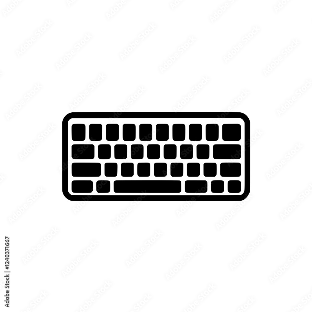 Poster simple keyboard icon: a clean, minimalist icon depicting a standard keyboard layout. perfect for web