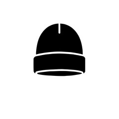 Beanie Hat Icon: A minimalist black and white icon of a beanie hat, perfect for representing winter fashion, comfort, and warmth. The simple design allows for versatile use in website, app.