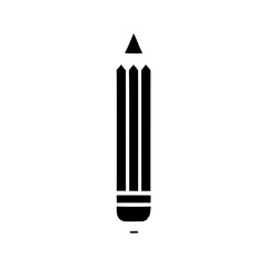Pencil Icon: A simple yet powerful black and white icon of a pencil, symbolizing creativity, writing, drawing, and education.