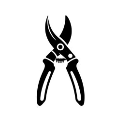 Pruning Shears Icon: A sharp, detailed illustration of crossed pruning shears, perfect for gardening, landscaping, or DIY projects. The simple, black silhouette is ideal for website icons.