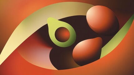 Abstract Food Design: A Modern Avocado and Fruit Composition