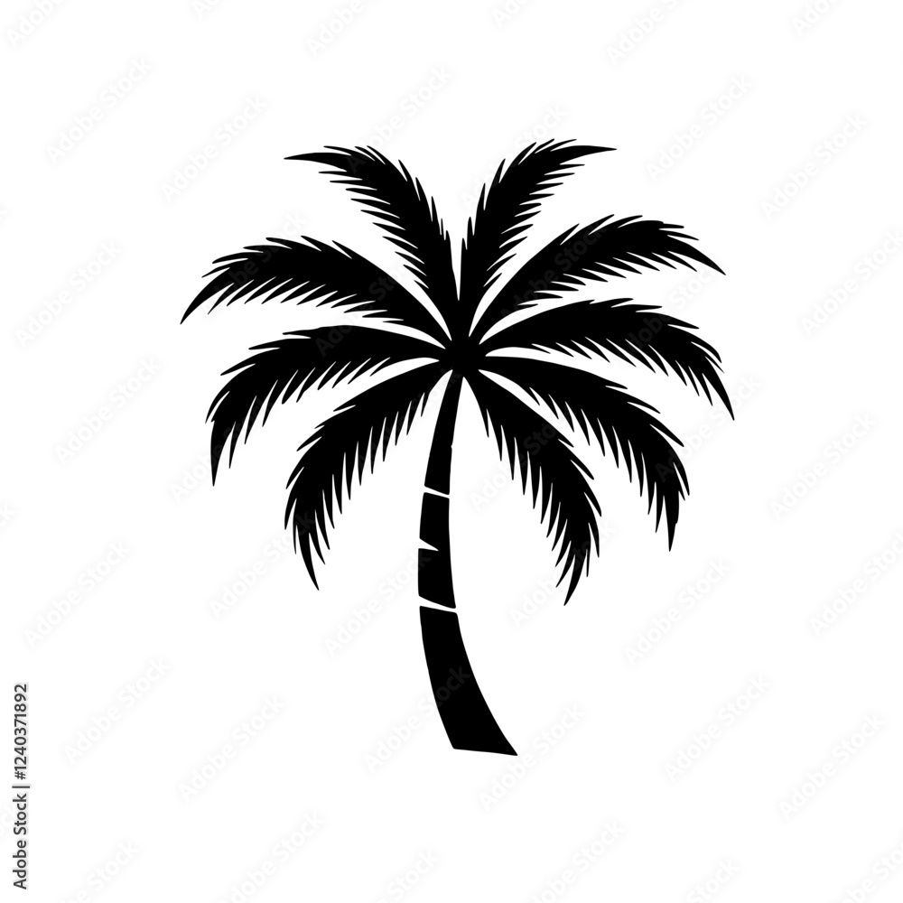 Poster palm tree silhouette: a simple yet elegant silhouette of a palm tree, evocative of tropical getaways