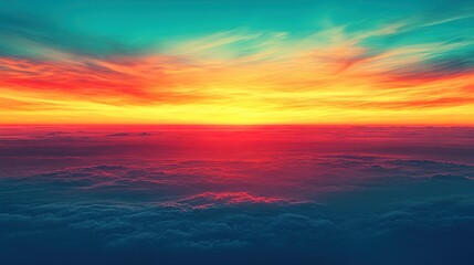 Obraz premium A vibrant gradient background blending fiery orange, yellow, and cool teal, resembling a sunset horizon