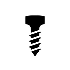 Black Screw Icon: A simple yet essential icon depicting a black screw, showcasing the classic silhouette of this ubiquitous fastener. This versatile image is perfect for DIY projects, construction.