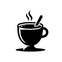 Steaming Cup of Coffee: A classic black and white illustration of a steaming cup of coffee, perfect for representing warmth, comfort, and the simple pleasures in life.