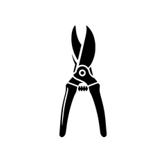 Gardening Shears Icon: A sharp, detailed black and white icon of classic gardening shears, perfect for websites, apps, or print.  The image is clean and minimalist. 