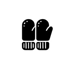Winter Mittens Icon: A minimalist black and white icon of a pair of cozy winter mittens with a simple, timeless design, perfect for adding a touch of warmth to your wintery projects.