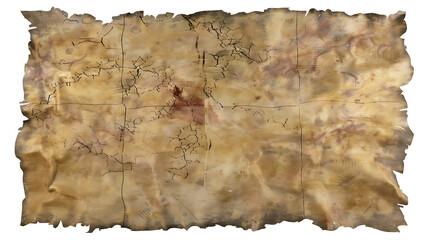 Fototapeta premium Aged parchment paper on white & transparent a background.