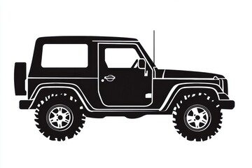Silhouette of a rugged auto vehicle showcasing a classic off road design against a simple background. Generative AI
