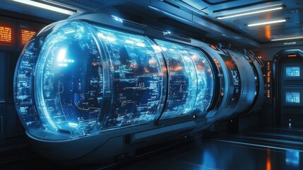 Futuristic Data Core Inside Spaceship Interior