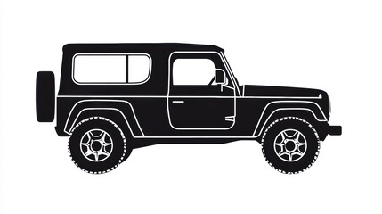 Fototapeta premium Silhouette of a classic auto vehicle design showcasing a rugged four wheel drive. Generative AI