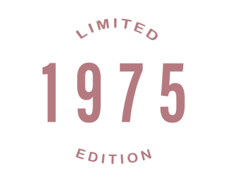 This vintage "1975 Limited Edition" design, perfect for a 50th birthday, features retro typography. This PNG with a transparent background, it’s ideal for t-shirts, mugs, cups, party invitations 