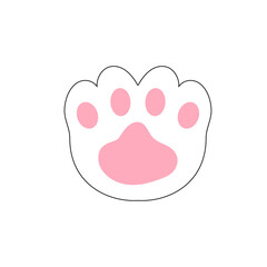 cat paw icon illustration flat style vector isolated on white