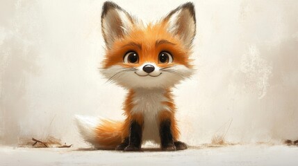Obraz premium Cute Fox Character with Adorable Eyes. Generative AI