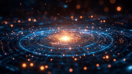 Futuristic Digital Energy Swirl. Generative AI