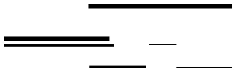 Black horizontal lines of varying thickness aligned in a simple pattern creating balance and visual rhythm. Ideal for design concepts, minimalism, modern art, abstract methods, structure, geometry