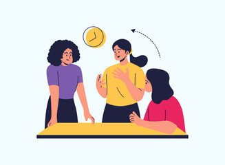 Illustration of an Teamwork Discussing Cartoon