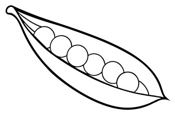 Peas in Pod Vegetable Vector Line Art Illustration

