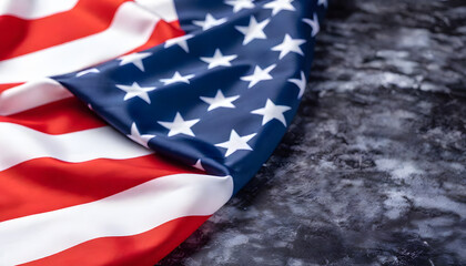 Wrinkled American Flag on Black Background &ndash; Dramatic 4th of July Patriotic Design for Social Media, Advertising, Print, and Independence Day Decor Textured Vintage-Inspired USA Flag Isolated