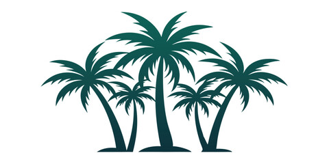 Obraz premium Contemporary palm tree icon set features single color illustrations of palm trees suitable for cutting, tattoo designs, or as modern palm art design elements vector