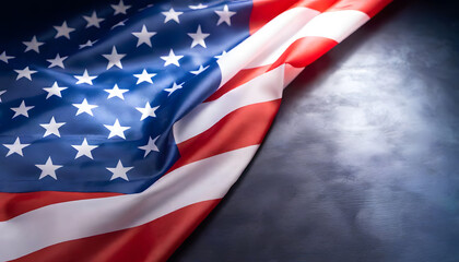 Wrinkled American Flag on Black Background &ndash; Dramatic 4th of July Patriotic Design for Social Media, Advertising, Print, and Independence Day Decor Textured Vintage-Inspired USA Flag Isolated