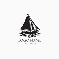 Speedboat, boat, yacht, sea, marine, ship logo fully editable vector template