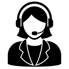 Call Center Icon Vector. Silhouette of Customer Support and Communication Symbol Design