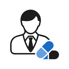 Pharmacist with Pills Vector Icon 