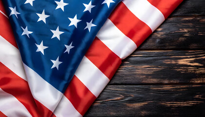 Wrinkled American Flag on Black Background &ndash; Dramatic 4th of July Patriotic Design for Social Media, Advertising, Print, and Independence Day Decor Textured Vintage-Inspired USA Flag Isolated