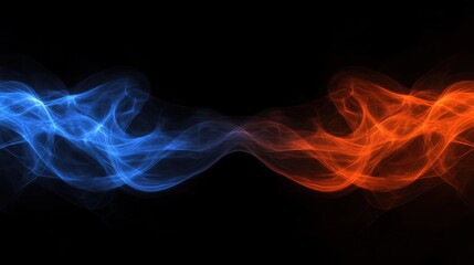 Abstract Opposing Forces: Blue and Orange Spectral Waves