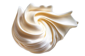 Creamy Whipped Cream Swirl: Delicious Texture, Isolated Background, Perfect for Dessert Menus, Food Blogs, Packaging Design, Culinary Websites, Recipe Illustrations, Baking and Cooking Projects,      
