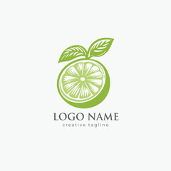 Green lemon logo, lime, green, organic, slice, lemon logo fully editable vector template