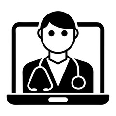 Fototapeta premium Telemedicine Doctor Icon | Online Medical Consultation Symbol
